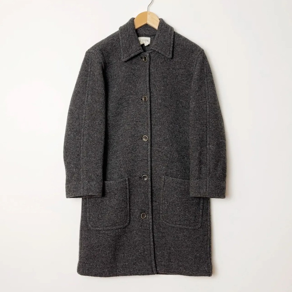 J Crew Vintage 90s Boiled Wool Jacket / Dark Gray Driving Jacket / Size PL